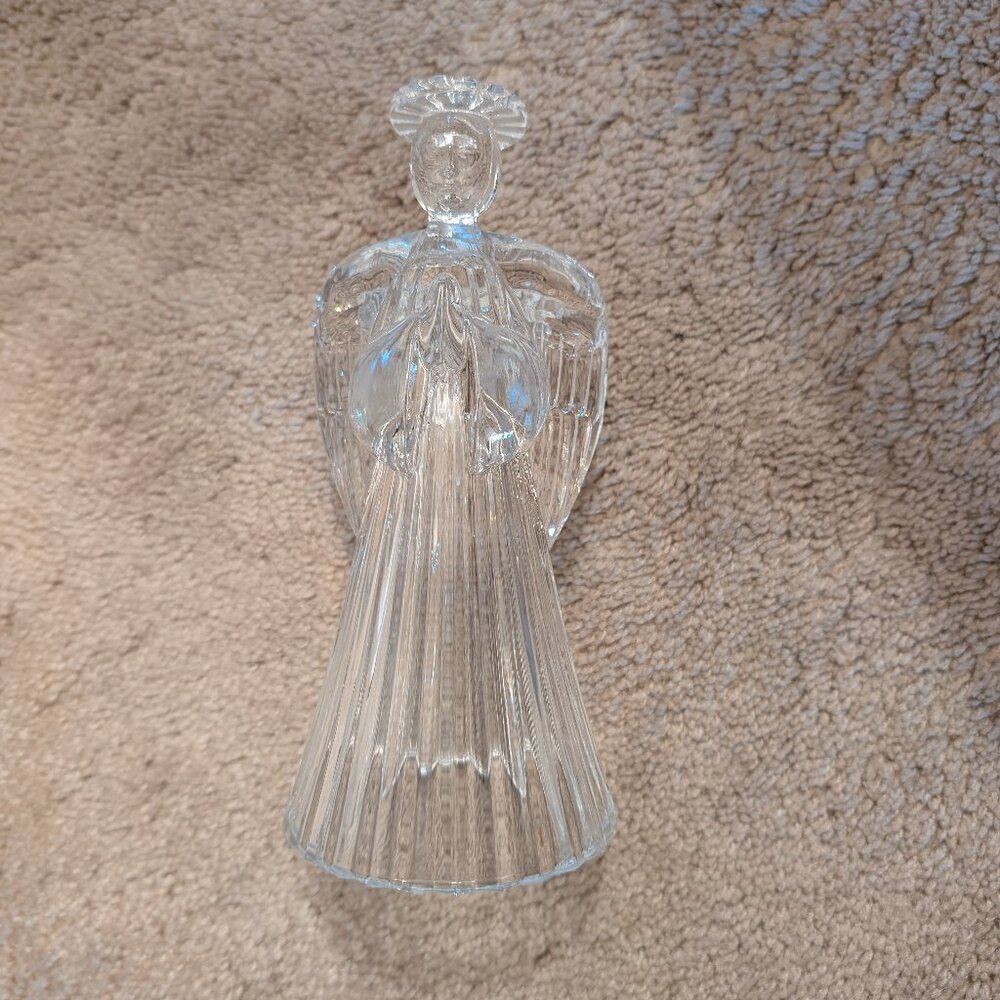 Clear Glass Angel with Candle Holder
